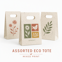 Sacs cabas écologiques assortis en papier grainé à motifs variés, petite taille, vente en gros, pour le shopping écologique