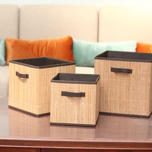 Bamboo Woven Storage <b>Basket</b> <b>Foldable</b> <b>Laundry</b> <b>Basket</b> Set For Home Organization - Product Image 1