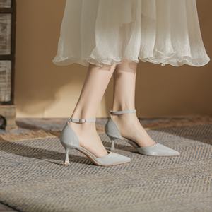 Zapatos de tacón de aguja ligeros de invierno con pedrería, de piel sintética y satén, con cordones y punta, elegantes para club o boda - Product Image 2