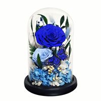 Ornement en verre avec fleurs préservées, fleurs réelles, rose naturelle luxueuse et créative, cadeau pour la fête des mères, Noël