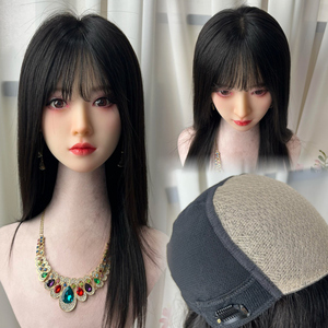 Parrucca Full Lace Senza Colla <span class=keywords><strong>con</strong></span> Base in Seta, Grado 12A, Capelli <span class=keywords><strong>con</strong></span> Cuticole Allineate, Nodi Invisibili, <span class=keywords><strong>Top</strong></span> in Seta, <span class=keywords><strong>con</strong></span> Frangia, Colore Naturale - Product Image 1