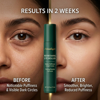 Suero Contorno de Ojos con Cafeína de Marca Privada Personalizada, Rodillo Antiojeras, Gel con Vitamina C y Péptidos para Debajo de los Ojos