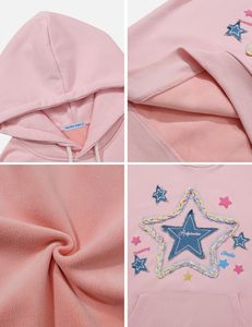 Sudaderas con capucha de gran tamaño para mujer Star Graphic Fleece con capucha Streetwear Sudaderas unisex Pullover con bolsillo - Product Image 6