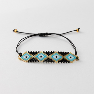 Nueva Pulsera Miyuki de Estilo Europeo Americano con Ojo Turco, Patrón Geométrico de Inspiración Étnica, Cuentas de Vidrio Esmaltado, para Turistas - Product Image 4