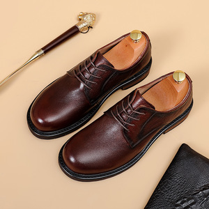 Men's Leather Derby <b>Shoes</b> Genuine Top-Grain Leather Casual <b>Height</b>-<b>Increasing</b> Handcrafted Wedding <b>Shoes</b> - Product Image 4