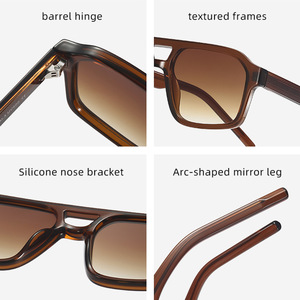 Occhiali da Sole Classici alla Moda Personalizzati ODM OEM con Protezione UV, Montatura Rettangolare Retrò Unisex con Doppio Ponte - Product Image 5