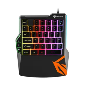 Meetion kb015 pc rgb retroiluminado, usb com fio número 35 teclas, esquerda, mini teclado para jogos com uma mão