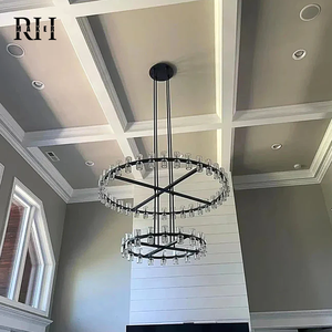 Lustre rond en verre et laiton RHMAKER, style Arcachon, LED, réglable, aux normes mondiales, pour la maison et l'ameublement, modèle nord-américain - Product Image 4