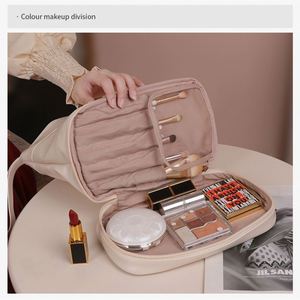 Soft Pu Leather Waterproof <b>Toiletry</b> Makeup <b>Bag</b> Luxury Cosmetic <b>Bag</b> Portable <b>Ladies</b> Tote <b>Bag</b> - Product Image 5
