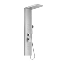 Système de panneau de douche à effet pluie multifonction en acier inoxydable avec jets de massage corporel, surface brossée, tour de douche de style resort