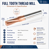 HRC55 outils de fraisage CNC en carbure de tungstène à dents complètes