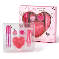 Coffret cadeau de gloss et baume à lèvres en forme de cœur rose, kit cosmétique en forme de cœur, ensemble de maquillage pour la Saint-Valentin, vente en gros