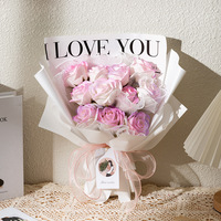 Bouquet de fleurs de savon artisanales douces et populaires sur Internet, dégradé de roses, fini, créatif, pour la Saint-Valentin et Noël, vente en gros