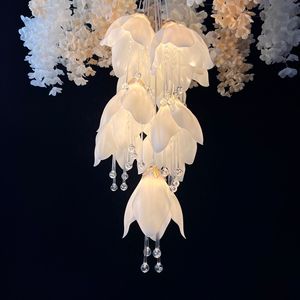 LANJO Acrylic Luminous Elegant Durable <b>Decoration</b> 10 Head Magnolia Chandelier Flower <b>Ceiling</b> <b>Wedding</b> Props - Product Image 4