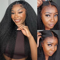 Perruque Yaki Kinky Straight HD Lace Frontal bon marché 13X6 Hd perruques Lace Front de cheveux humains pour femmes noires vendeur de perruques de cheveux vietnamiens bruts