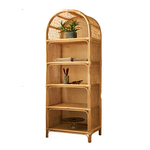 رف كتب من الخيزران الحقيقي بتصميم نورديك لغرفة المعيشة من دريمهاوس، خزانة عرض بسيطة على الطراز الاسكندنافي، رف تخزين - Product Image 5