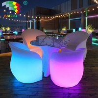 Table à manger LED à changement de couleur avec matériau plastique, idéale pour les fêtes en extérieur, produits rotomoulés
