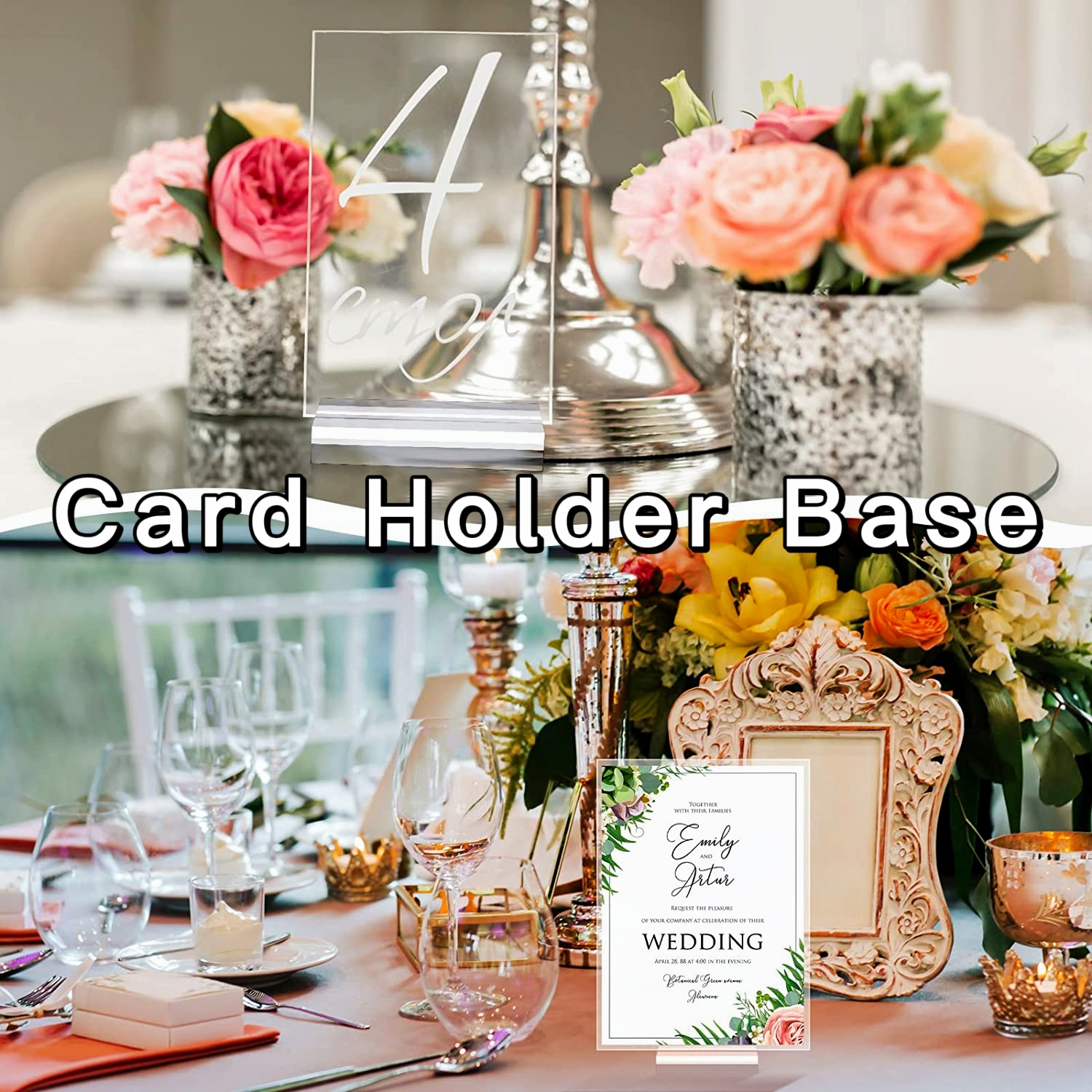 10 Porta Biglietti Da Visita Triangolari Dorati - Altezza 2,3 Cm In Metallo - Segnaposto Eleganti Per Matrimoni E Feste - 4