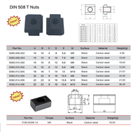 Écrous à fente en T DIN 508 de grade 8.8, 10.9, 12.9, M4-M8, oxyde noir, pour table de travail CNC de machine de fraisage