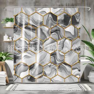 <span class=keywords><strong>Rideau</strong></span> de <span class=keywords><strong>douche</strong></span> de salle de bain quatre pièces en <span class=keywords><strong>nid</strong></span> <span class=keywords><strong>d</strong></span>'<span class=keywords><strong>abeille</strong></span> en marbre imperméable à l'eau en polyester résistant à la moisissure et à l'impression numérique du fabricant - Product Image 3