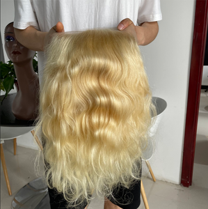 Body Wave-Peluca de cabello <span class=keywords><strong>humano</strong></span> rizado color rubio 613, 13x4/13x6, encaje 360, pelo <span class=keywords><strong>humano</strong></span> con rizos ombré y cutícula, encaje completo hd 613 virgen - Product Image 3