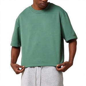 Camiseta de Manga Corta para Hombre, Talla Grande, Color Verde Sólido, Cuello Redondo, Estilo Casual, Tejido de Punto Jersey, 100% Algodón, Diseño Liso, Logotipo Frontal, Ecológica - Product Image 1