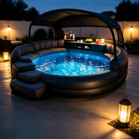 Piscine ronde gonflable avec auvent et bar, piscine familiale pour divertissements aquatiques en plein air pour les fêtes estivales