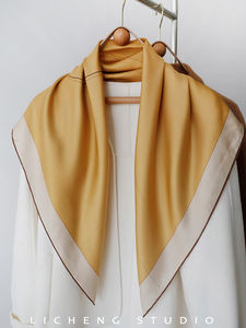 ผ้าไหม100% ขั้นสูงผ้าคลุมไหล่ผ้าทอลายทแยงขนาดใหญ่ผ้าพันคอทรงสี่เหลี่ยมรูปทรงเรขาคณิตลายสัตว์ประดับแฟชั่นสำหรับผู้หญิง - Product Image 3