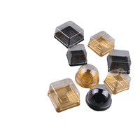Boîte d'emballage alimentaire jetable en PET, ronde et élégante, pour gâteaux de lune et pâtisseries au jaune d'œuf, avec couvercle noir et transparent, 72x48mm, vente en gros