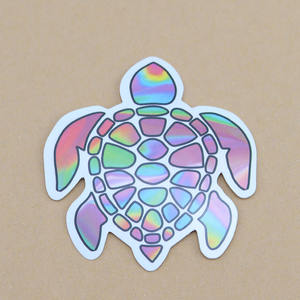 Etiqueta de PVC de impresión personalizada a prueba de agua, pegatina de dibujos animados de vinilo holográfica, reflectante, con purpurina, arco iris - Product Image 4