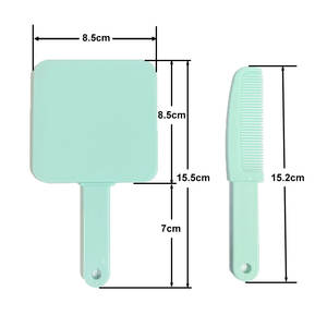 ฉลากส่วนตัวโลโก้ที่กําหนดเองด้านเดียวพลาสติกขนาดเล็กมือถือสแควร์หัวใจ OEM เครื่องสําอางแต่งหน้าหวีกระจกมือสําหรับผู้หญิง - Product Image 5