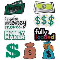 Gros promotion Dollar sacs d'argent Fortune notes métal émaillé goutte d'huile broche chapeau bord broche revers broche