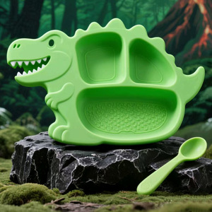 Platos <span class=keywords><strong>de</strong></span> Silicona para Bebé <span class=keywords><strong>de</strong></span> Diseño Independiente del Fabricante, Nuevos Platos con Forma <span class=keywords><strong>de</strong></span> Animales, Dinosaurio, Rinoceronte, Modelo GRN-109, Minimalistas - Product Image 3