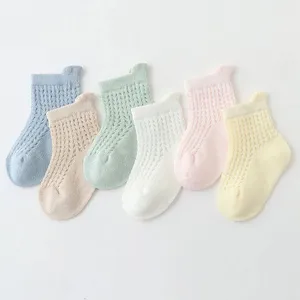 Xiangyi Newborn Trendy Kids Baby Girls Infant Ankle Knee Knitted Socks Low Cut Cute Mesh Cotton Comfort Socks Dress Casual Socks