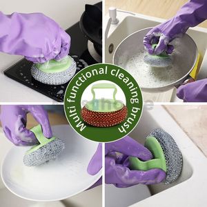 Non-Scratch Imitative Stainless Steel Scrubber <b>PET</b> Palm Scrub Kitchen Cleaning <b>Brush</b> Plastic Pot Dish <b>Brush</b> - Product Image 6