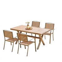 Tables et chaises en bambou d'extérieur, ensemble de loisirs pour patio, style chinois moderne, mobiles pour balcon et jardin