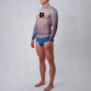 T-shirt en maille transparente pour homme, personnalisé avec logo, <span class=keywords><strong>sexy</strong></span>, respirant, pour la plage, été, doux, style musculaire - Product Image 2