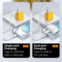 Chargeur mural rapide 33W GaN PD QC2.0, double port USB Type C, adaptateur prise CN, bloc d'alimentation portable de voyage, blanc, jaune, noir, OVP