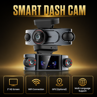 Caméra de tableau de bord universelle 4K 4 canaux 360° °   Caméra de tableau de bord WiFi avec vision nocturne, GPS, surveillance de stationnement 24h/24, enregistrement en boucle, caméra avant, arrière et latérale