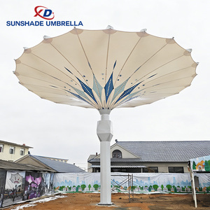 مظلة شاطئ كهربائية كبيرة وحديثة مع عمود من الفولاذ المقاوم للصدأ، مظلة قابلة للسحب للحدائق والمتنزهات والمساحات الخارجية - Product Image 5