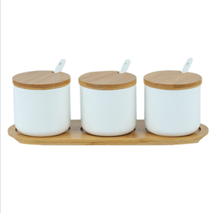 Set di Utensili in Ceramica Ecologica per Erbe e <span class=keywords><strong>Spezie</strong></span> <span class=keywords><strong>con</strong></span> Coperchio in Bambù per Organizzare le Tue <span class=keywords><strong>Spezie</strong></span> - Product Image 1