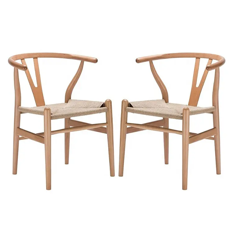 Wholesale Restaurant Furniture Solid Wood Dining Chair CH24 Wishbone Chair Waterproof Paper Cord Rattan Wishbone Dining Chairs