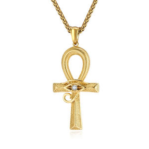 Horus Eye Ankh <b>Cross</b> Pendant Stainless Steel Necklace Unisex Fashion Jewelry - Product Image 5