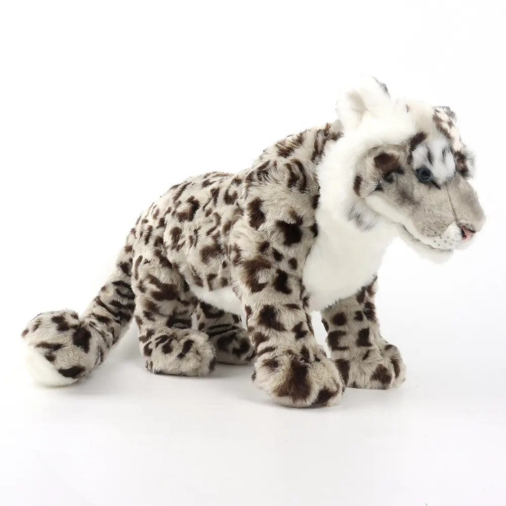 Standing Big Snow Leopard Plush Toy Lifelike Soft Wild Animals Big Cats White Leopards Stuffed Toy