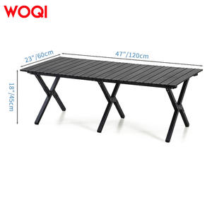 Mesa Plegable para Exteriores Woqi, 120x60x45cm, Rectangular, Portátil, para Camping y Picnic, Base Cruzada, Tela Oxford Negra - Product Image 1