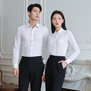 <b>Black</b> Unisex Long Sleeve Business Shirt 120 Count Mulberry Silk Modal Anti Wrinkle Workwear Slim Fit - Product Image 4