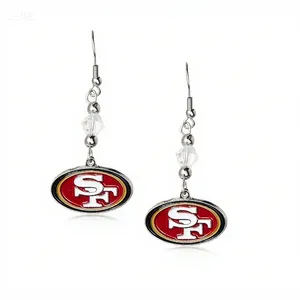 شعار فريق كرة القدم الأمريكية ديروا الأسود مخصصة أقراط متدلية المجوهرات المعدنية الرياضية مروحة هدية فكرة لعبة اليوم الملحقات - Product Image 4