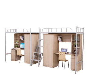 Letto <span class=keywords><strong>a</strong></span> Castello Doppio Moderno e Confortevole con Scrivania e Armadio, Grande Letto <span class=keywords><strong>a</strong></span> <span class=keywords><strong>Soppalco</strong></span> per Dormitorio o Scuola, Mobili in Metallo per Camera da Letto - Product Image 2