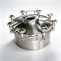 Tanque de Presión Sanitario Redondo de Acero Inoxidable con Mirilla, SS316 DN500xDN400, Grado Alimenticio Aséptico, Tapa Circular Superior para Recipiente con Escotilla