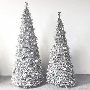 Árbol de Navidad Plegable Tipo <span class=keywords><strong>Pagoda</strong></span> con Nieve Artificial, Pino Artificial Retráctil con Luces LED, Diseño Ecológico, Decoración Navideña para Hogar y Oficina - Product Image 2